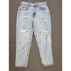 Aeropostale Slim & Thick Curvy Mom Jean Light Wash Ripped Distressed Size 6